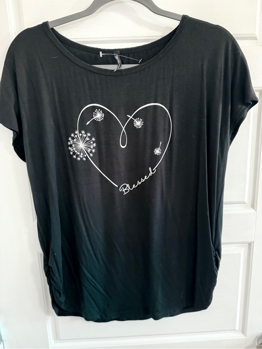 NWT Blessed Heart Graphic Tee - Super Soft Rayon Black Women’s Top
